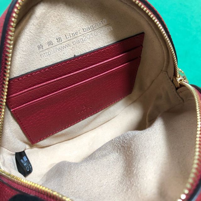 Gucci包 古馳女包 598661 花料/紅皮 Gucci新款圓形小背包 Gucci迷你雙肩包  gudj1395